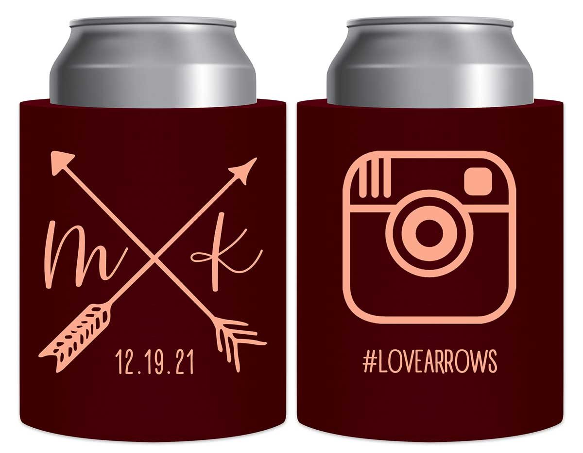 Love Arrows 2C Instagram Hashtag Thick Foam Can Koozies Boho Wedding Gifts for Guests
