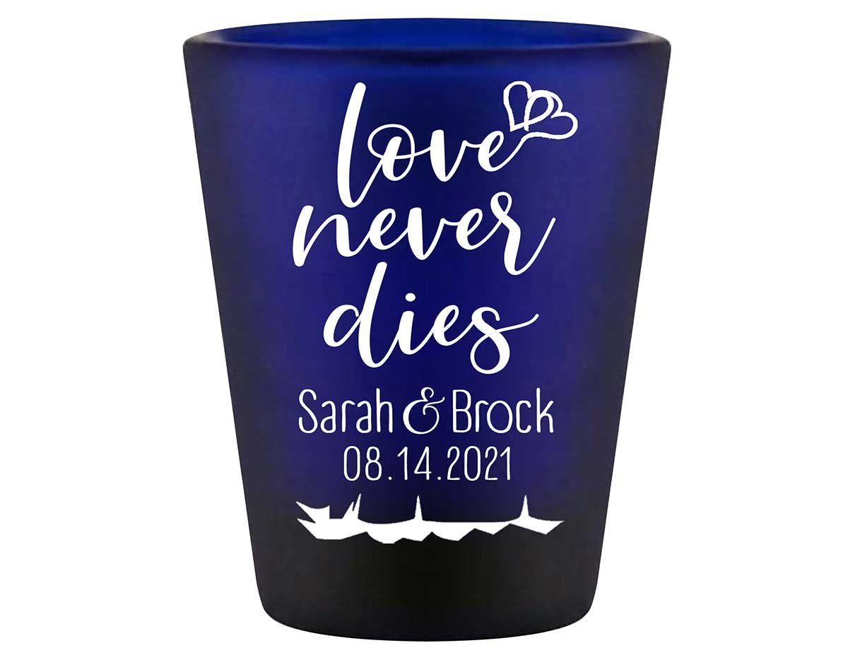 Love Never Dies 1A Standard 1.5oz Blue Shot Glasses Halloween Wedding Gifts for Guests