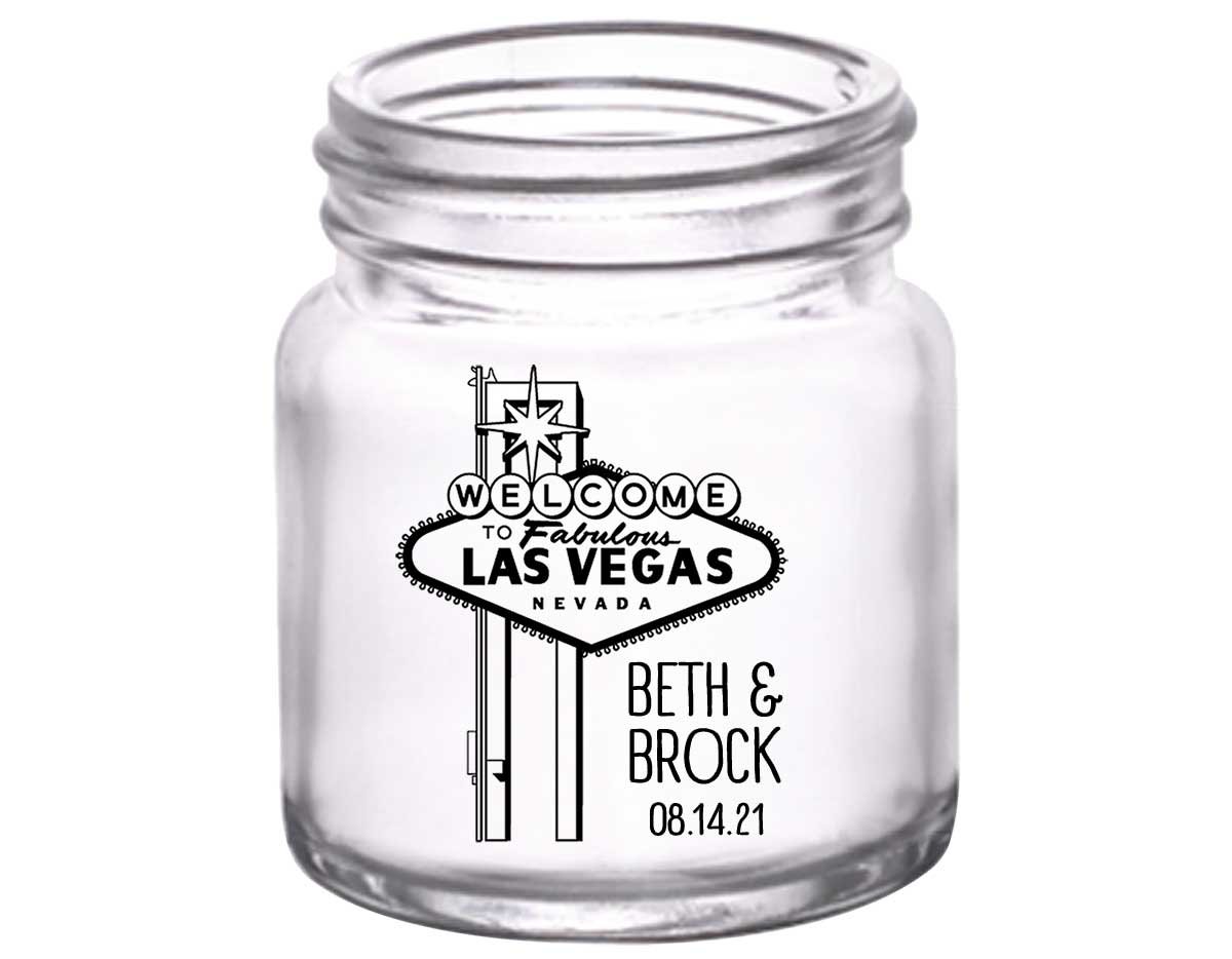 Lucky In Love 1A Vegas Wedding 2oz Mini Mason Shot Glasses Casino Wedding Gifts for Guests