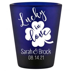 Lucky In Love 2A Irish Wedding Standard 1.5oz Blue Shot Glasses Ireland Wedding Gifts for Guests