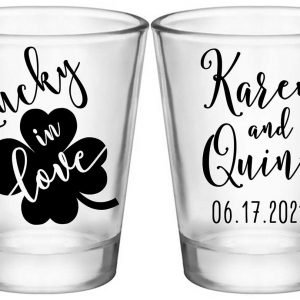 Lucky In Love 2A2 Irish Wedding Standard 1.75oz Clear Shot Glasses Ireland Wedding Gifts for Guests