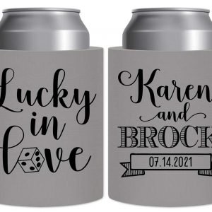 Lucky In Love 3A Casino Wedding Thick Foam Can Koozies Las Vegas Wedding Gifts for Guests