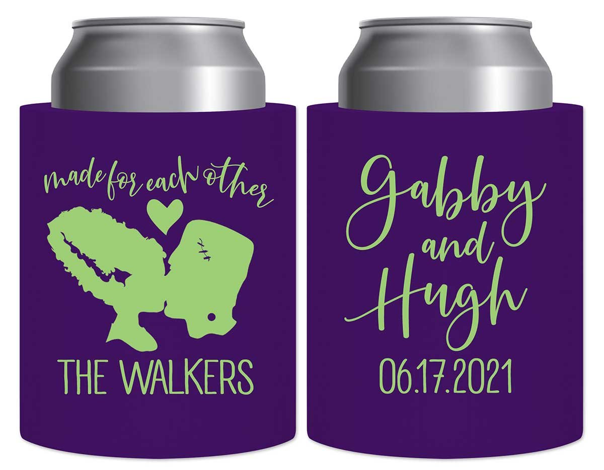 Made For Each Other 1A Frankenstein Thick Foam Can Koozies Halloween Wedding Gifts for Guests