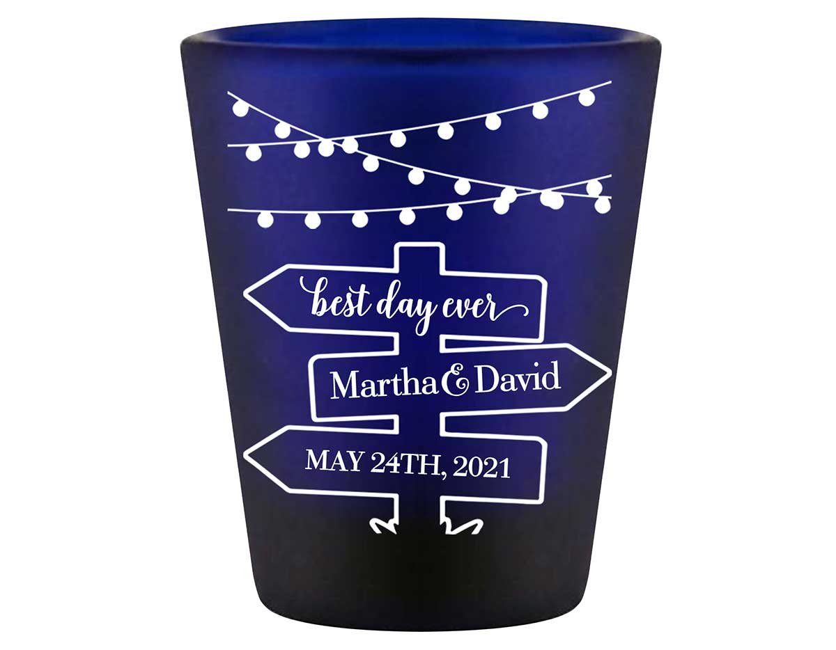 Mason Jar Lights 2A Post Sign Standard 1.5oz Blue Shot Glasses Rustic Wedding Gifts for Guests