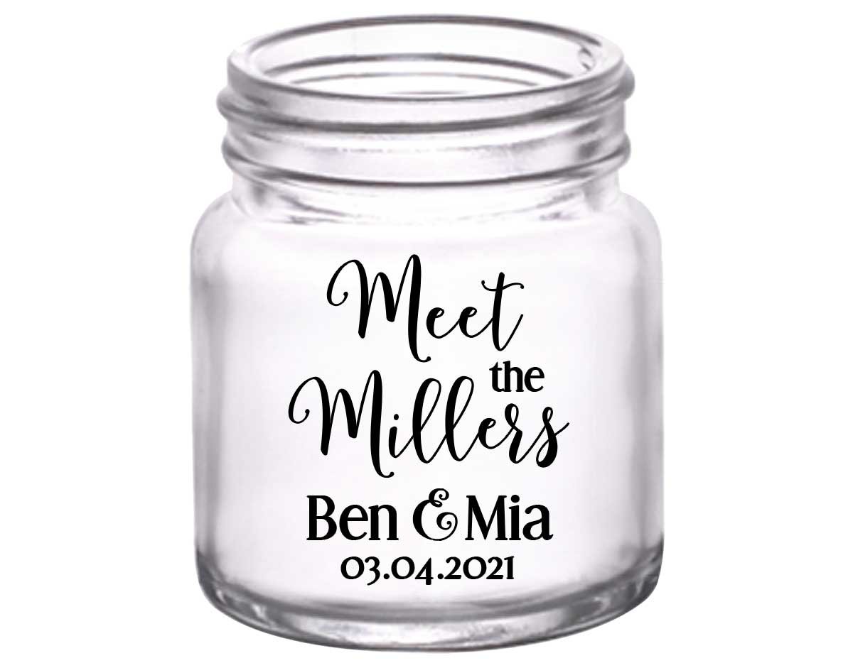 Meet The Mr & Mrs 1A 2oz Mini Mason Shot Glasses Cute Wedding Gifts for Guests