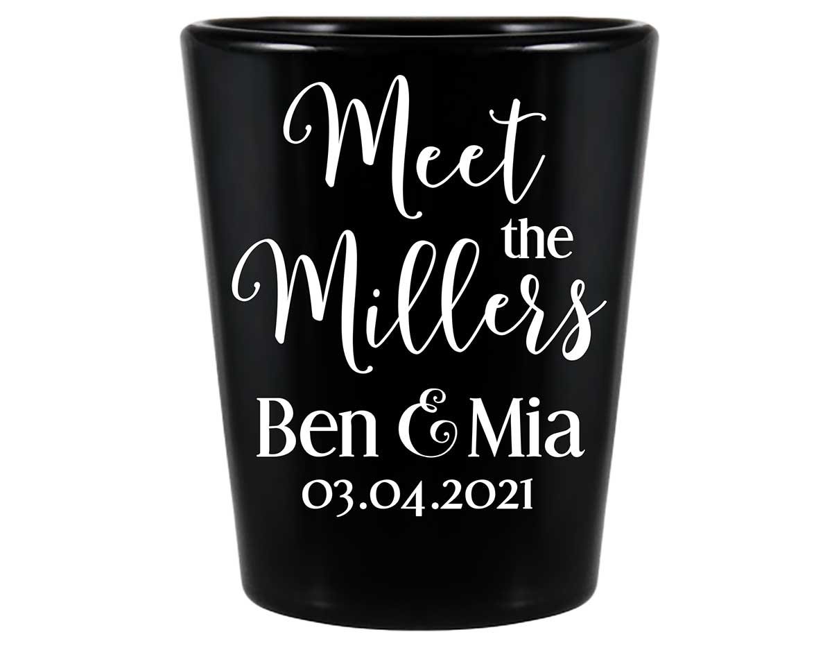 Meet The Mr & Mrs 1A Standard 1.5oz Black Shot Glasses Cute Wedding Gifts for Guests