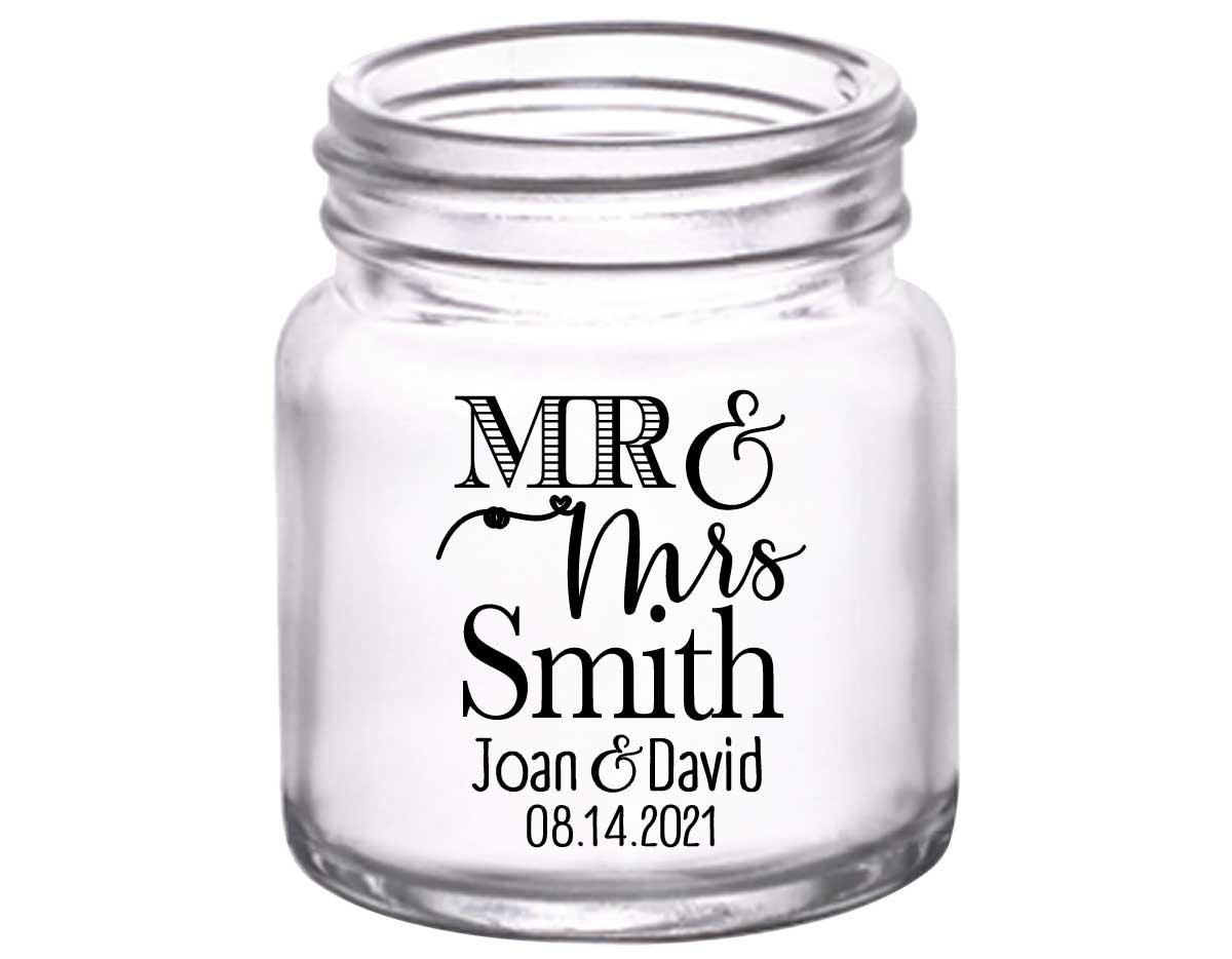 Mr & Mrs 1A 2oz Mini Mason Shot Glasses Personalized Wedding Gifts for Guests