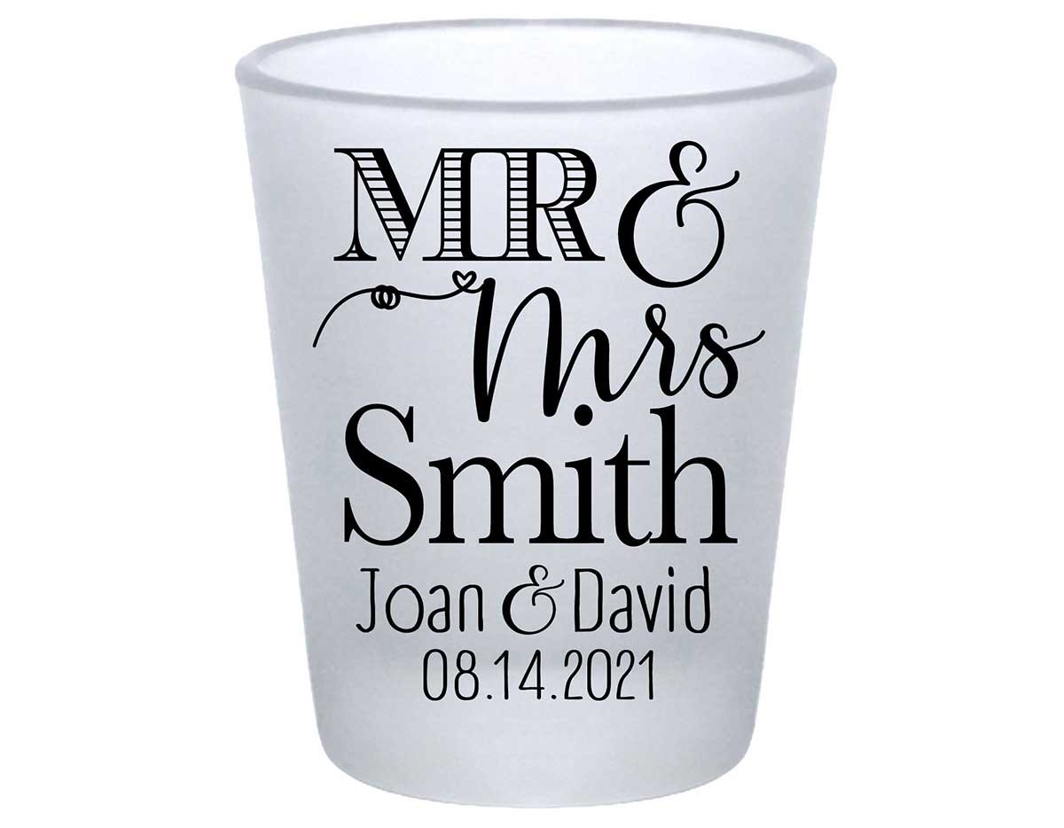 Mr & Mrs 1A Standard 1.75oz Frosted Shot Glasses Personalized Wedding Gifts for Guests
