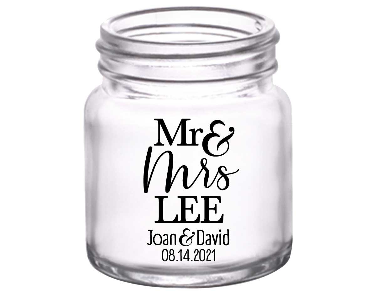 Mr & Mrs 3A 2oz Mini Mason Shot Glasses Personalized Wedding Gifts for Guests
