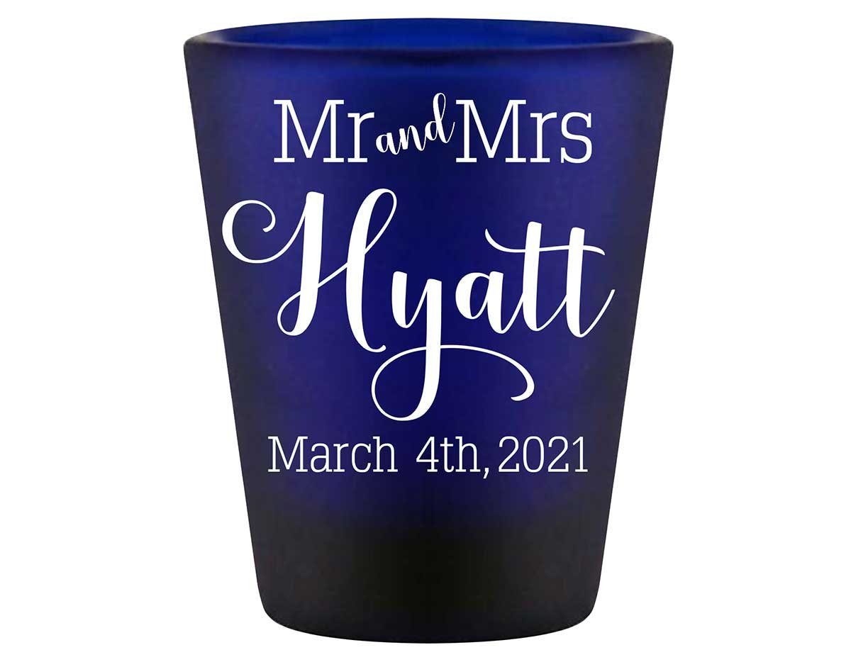 Mr & Mrs 4A Standard 1.5oz Blue Shot Glasses Personalized Wedding Gifts for Guests