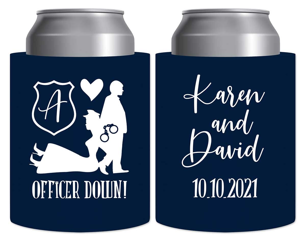 Officer Down 1B Policewoman Wedding Thick Foam Can Koozies Cop Wedding Gifts for Guests