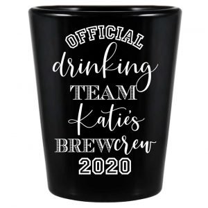 Official Drinking Team 1A Bachelorette Brew Crew Standard 1.5oz Black Shot Glasses Sports Bachelorette Party Gifts for Guests