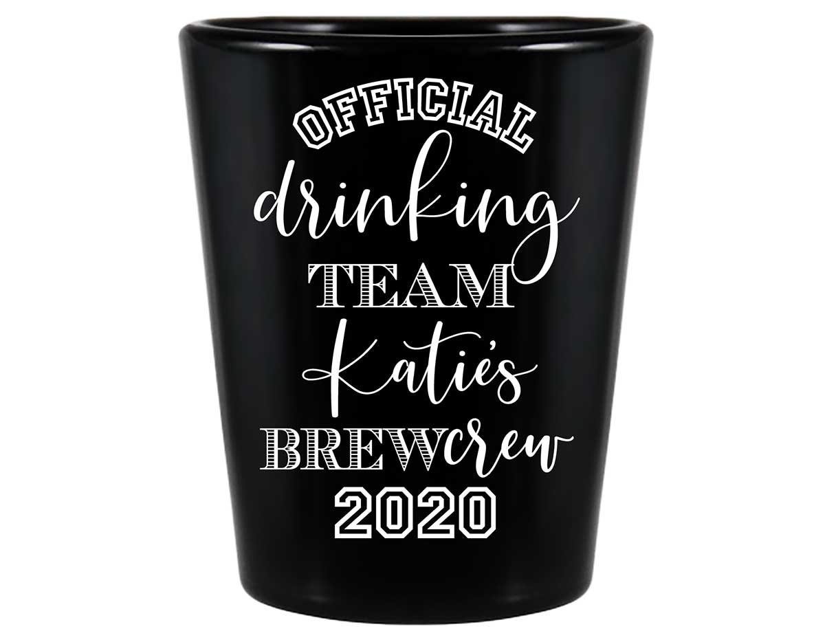 Official Drinking Team 1A Bachelorette Brew Crew Standard 1.5oz Black Shot Glasses Sports Bachelorette Party Gifts for Guests