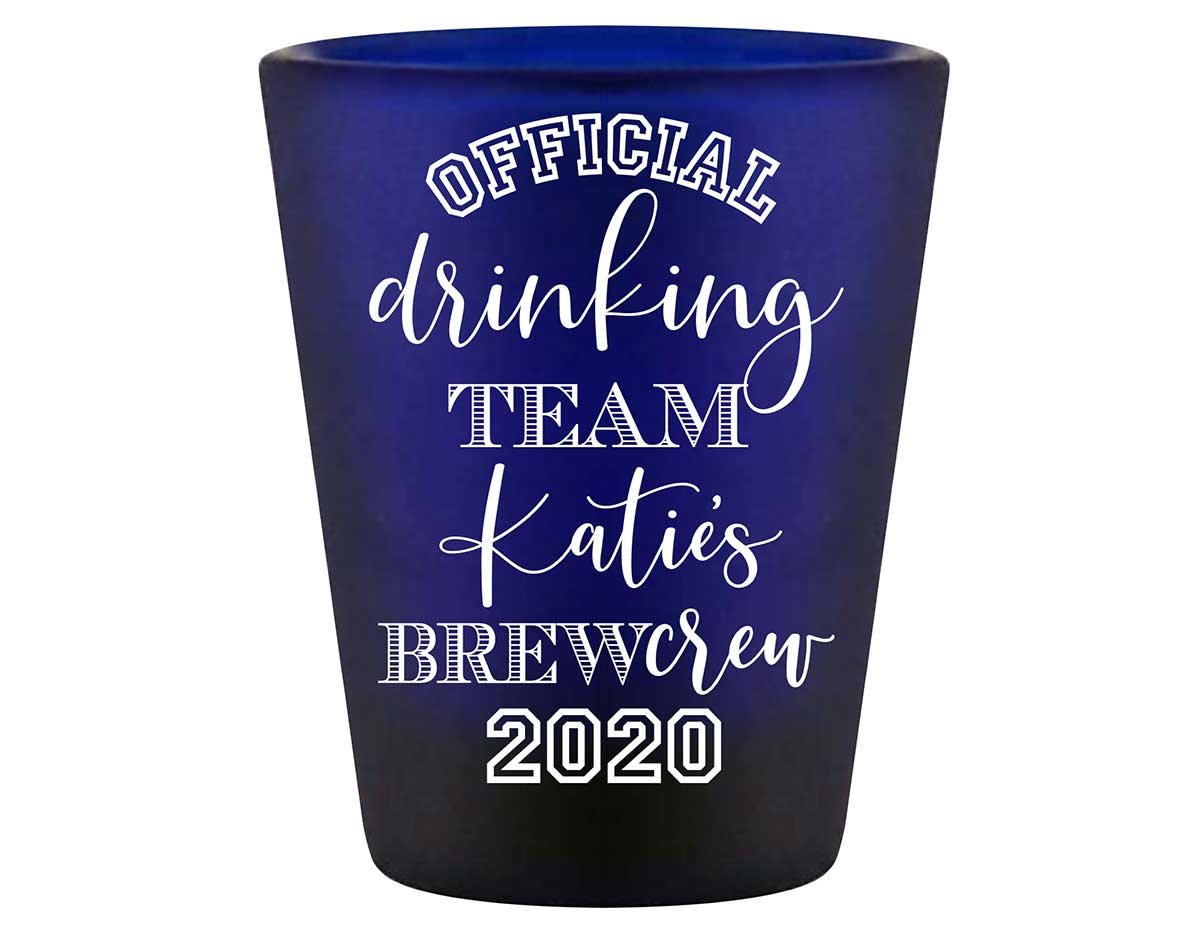 Official Drinking Team 1A Bachelorette Brew Crew Standard 1.5oz Blue Shot Glasses Sports Bachelorette Party Gifts for Guests