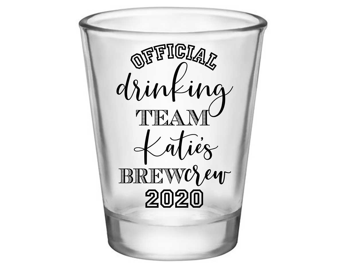 Official Drinking Team 1A Bachelorette Brew Crew Standard 1.75oz Clear Shot Glasses Sports Bachelorette Party Gifts for Guests