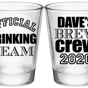 Official Drinking Team 1A2 Bachelor Brew Crew Standard 1.75oz Clear Shot Glasses Sports Bachelor Party Gifts for Guests
