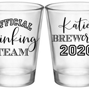Official Drinking Team 1A2 Bachelorette Brew Crew Standard 1.75oz Clear Shot Glasses Sports Bachelorette Party Gifts for Guests