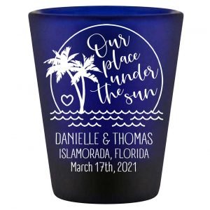 Our Place Under The Sun 1A Standard 1.5oz Blue Shot Glasses Beach Wedding Gifts for Guests