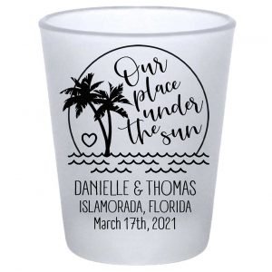 Our Place Under The Sun 1A Standard 1.75oz Frosted Shot Glasses Beach Wedding Gifts for Guests