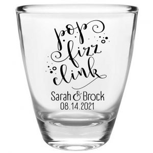 Pop Fizz Clink 1A Clear 1oz Round Barrel Shot Glasses New Years Eve Wedding Gifts for Guests