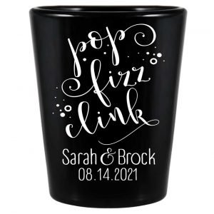 Pop Fizz Clink 1A Standard 1.5oz Black Shot Glasses New Years Eve Wedding Gifts for Guests