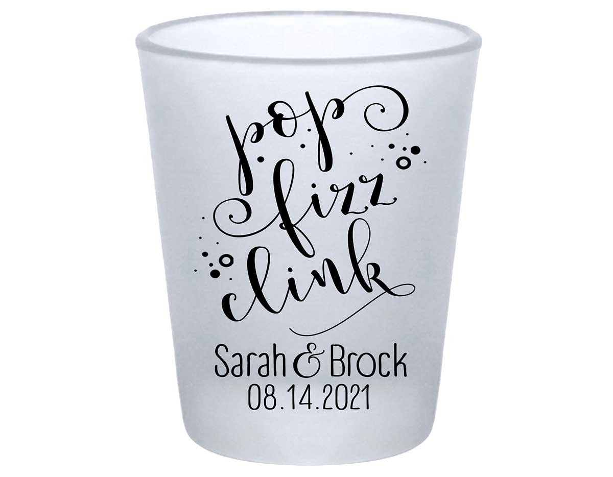 Pop Fizz Clink 1A Standard 1.75oz Frosted Shot Glasses New Years Eve Wedding Gifts for Guests