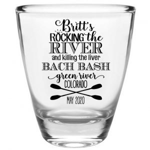 Rocking The River & Killing The Liver 1A Clear 1oz Round Barrel Shot Glasses Rafting Bachelorette Party Gifts for Guests