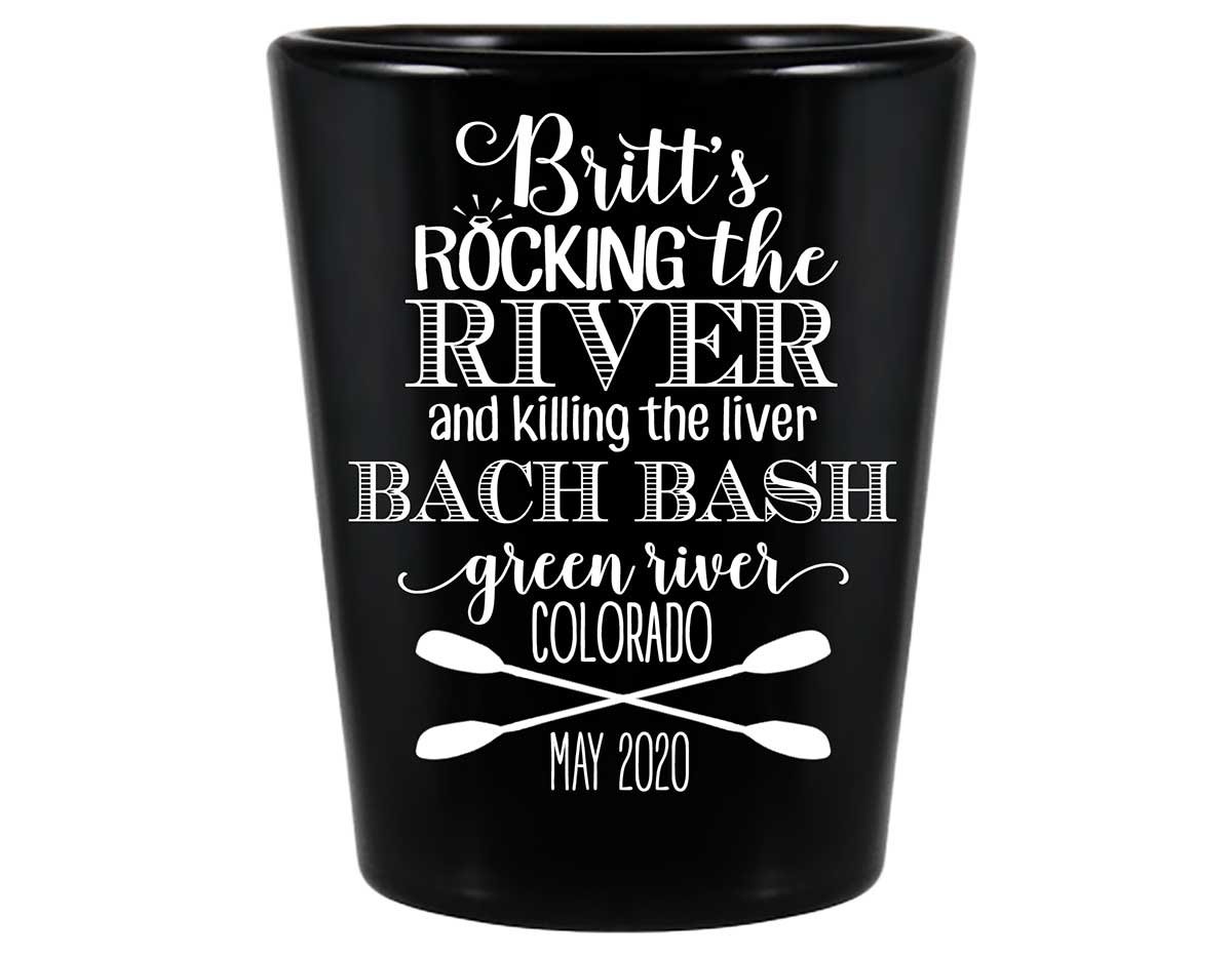 Rocking The River & Killing The Liver 1A Standard 1.5oz Black Shot Glasses Rafting Bachelorette Party Gifts for Guests