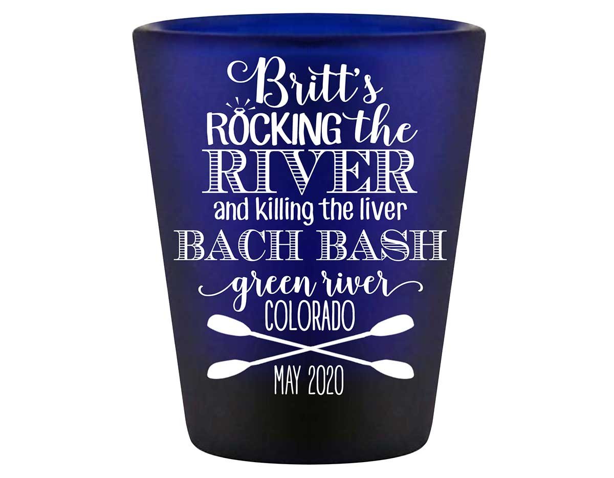 Rocking The River & Killing The Liver 1A Standard 1.5oz Blue Shot Glasses Rafting Bachelorette Party Gifts for Guests