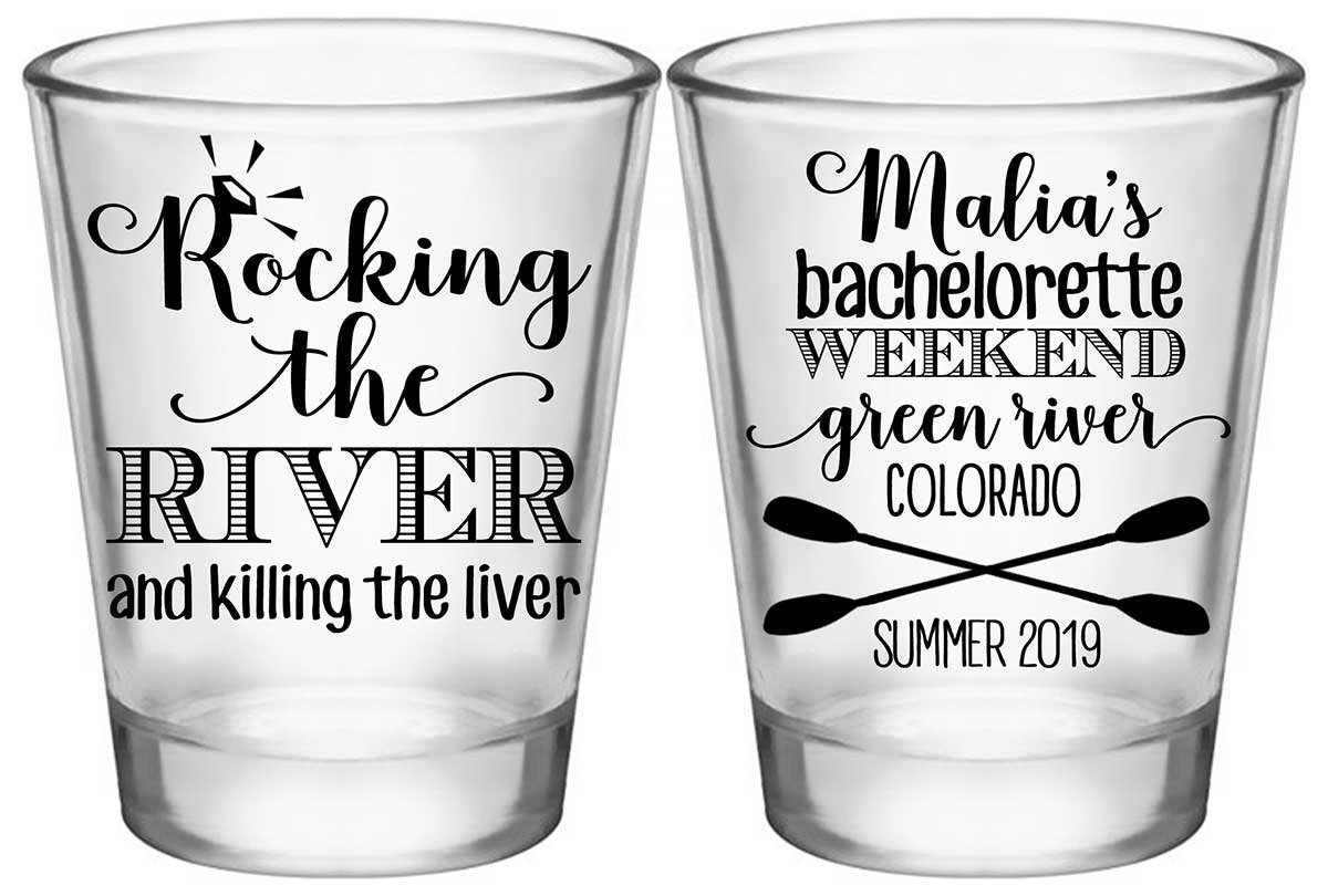 Rocking The River & Killing The Liver 1A2 Standard 1.75oz Clear Shot Glasses Boat Bachelorette Party Gifts for Guests