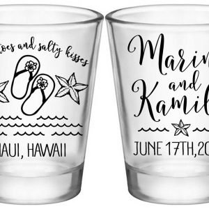 Sandy Toes & Salty Kisses 2A2 Standard 1.75oz Clear Shot Glasses Beach Wedding Gifts for Guests