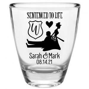 Sentenced To Life 1A Policewoman Wedding Clear 1oz Round Barrel Shot Glasses Cop Wedding Gifts for Guests