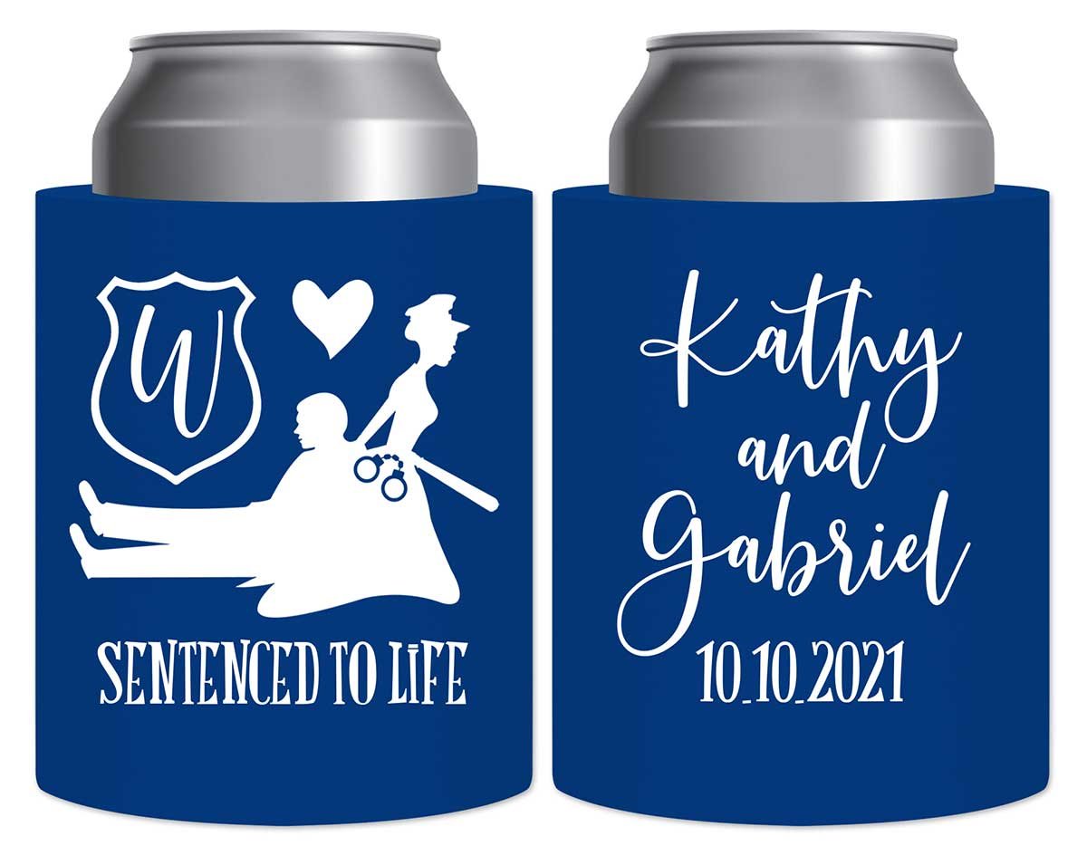 Sentenced To Life 1A Policewoman Wedding Thick Foam Can Koozies Cop Wedding Gifts for Guests