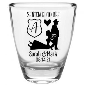 Sentenced To Life 1B Policeman Wedding Clear 1oz Round Barrel Shot Glasses Cop Wedding Gifts for Guests