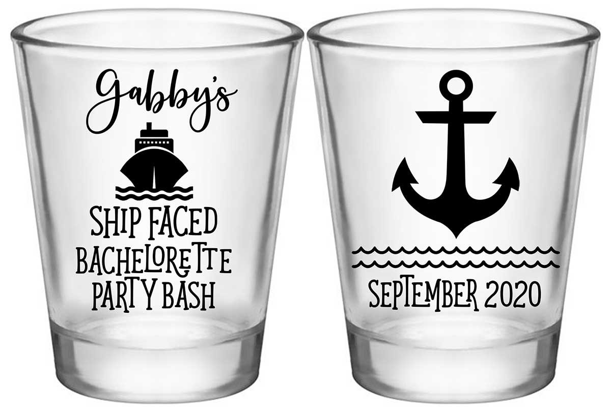 Ship Faced Nautical Bachelorette 1A2 Standard 1.75oz Clear Shot Glasses Nautical Bachelorette Party Gifts for Guests