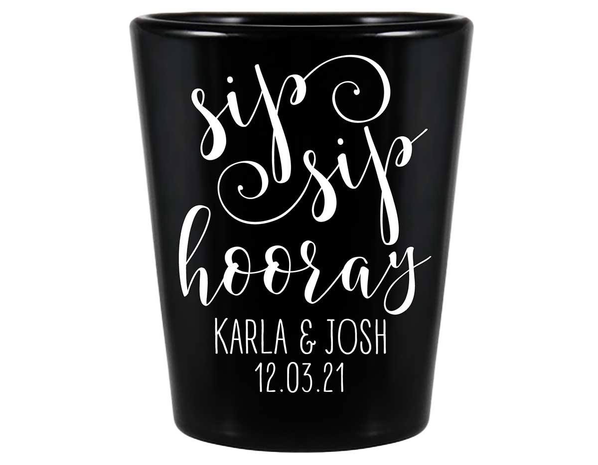 Sip Sip Hooray 1A Standard 1.5oz Black Shot Glasses Personalized Wedding Gifts for Guests