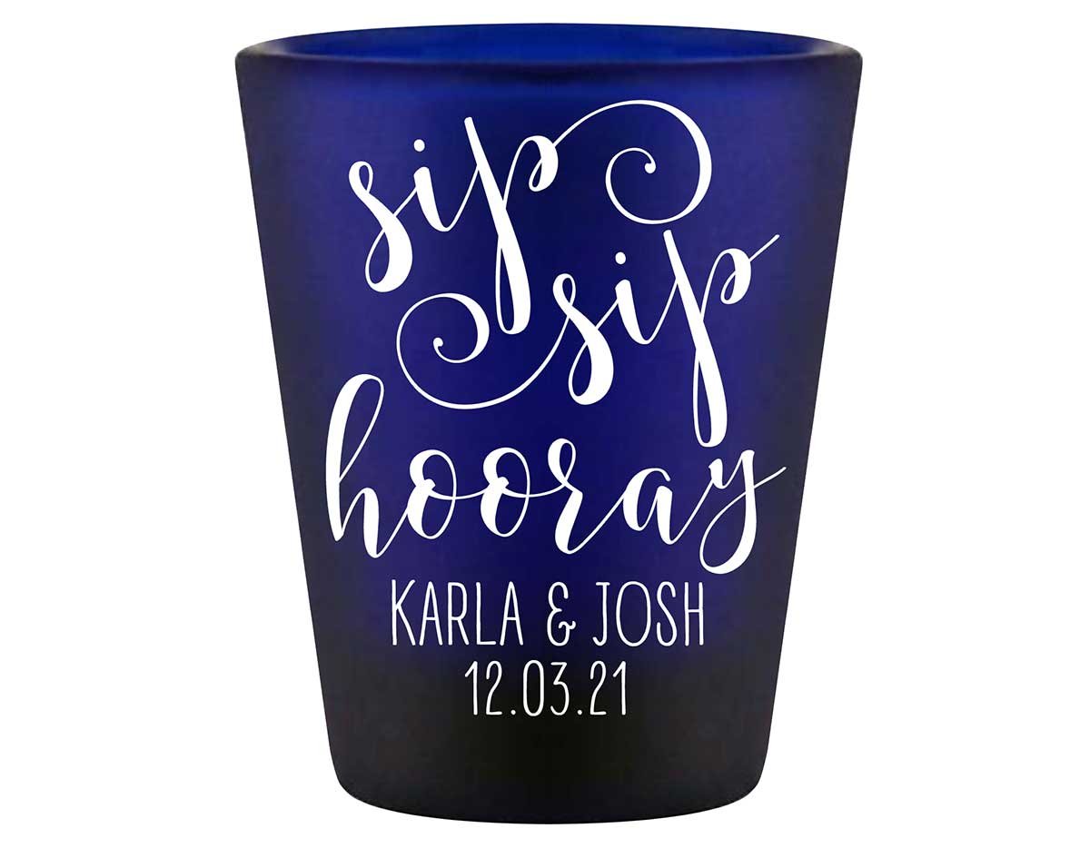 Sip Sip Hooray 1A Standard 1.5oz Blue Shot Glasses Personalized Wedding Gifts for Guests