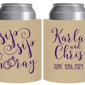 Sip Sip Hooray 1B Thick Foam Can Koozies Personalized Wedding Gifts for Guests