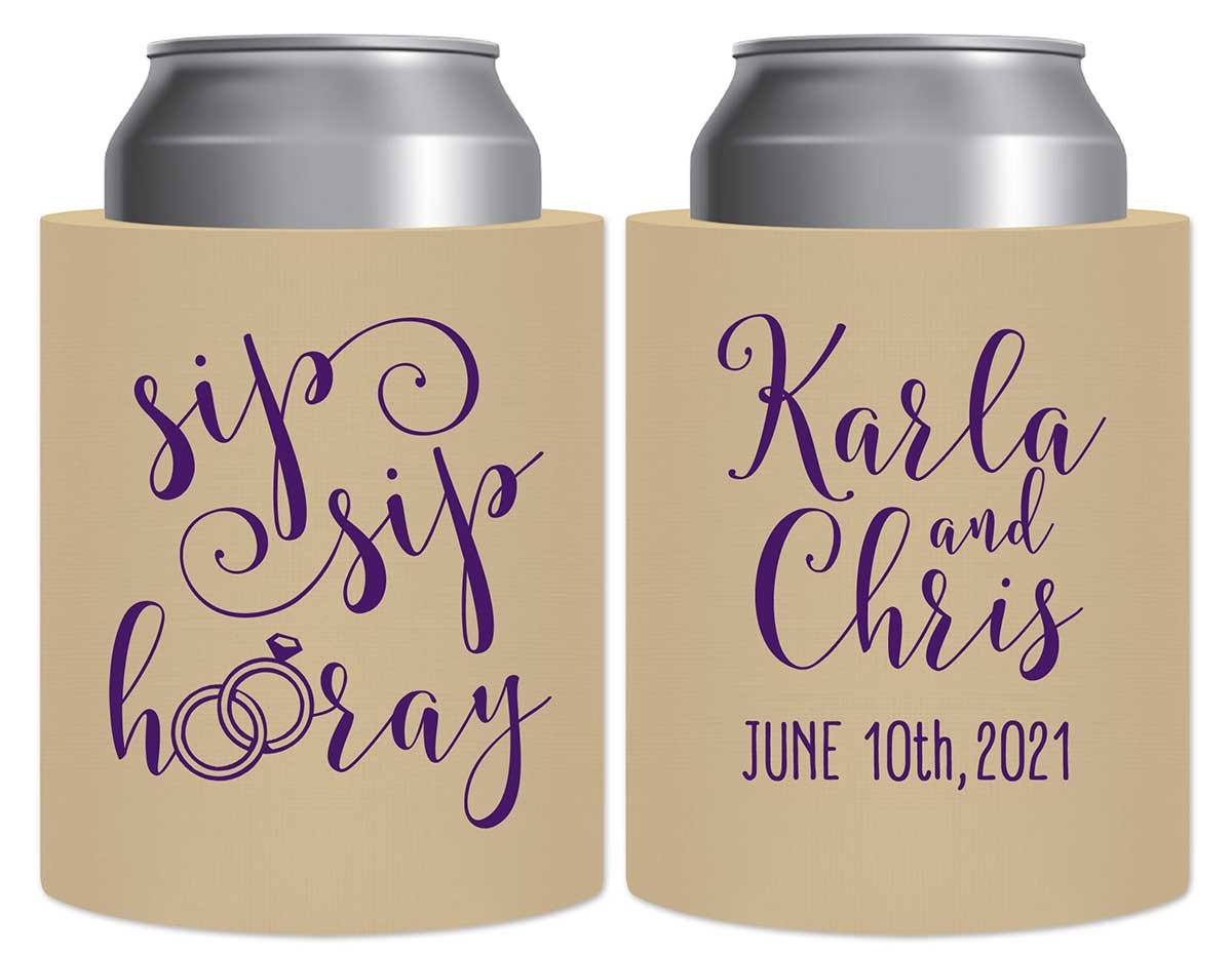 Sip Sip Hooray 1B Thick Foam Can Koozies Personalized Wedding Gifts for Guests