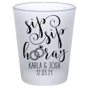 Sip Sip Hooray 1B Standard 1.75oz Frosted Shot Glasses Personalized Wedding Gifts for Guests
