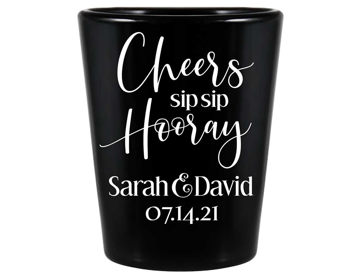 Sip Sip Hooray 2A Standard 1.5oz Black Shot Glasses Personalized Wedding Gifts for Guests