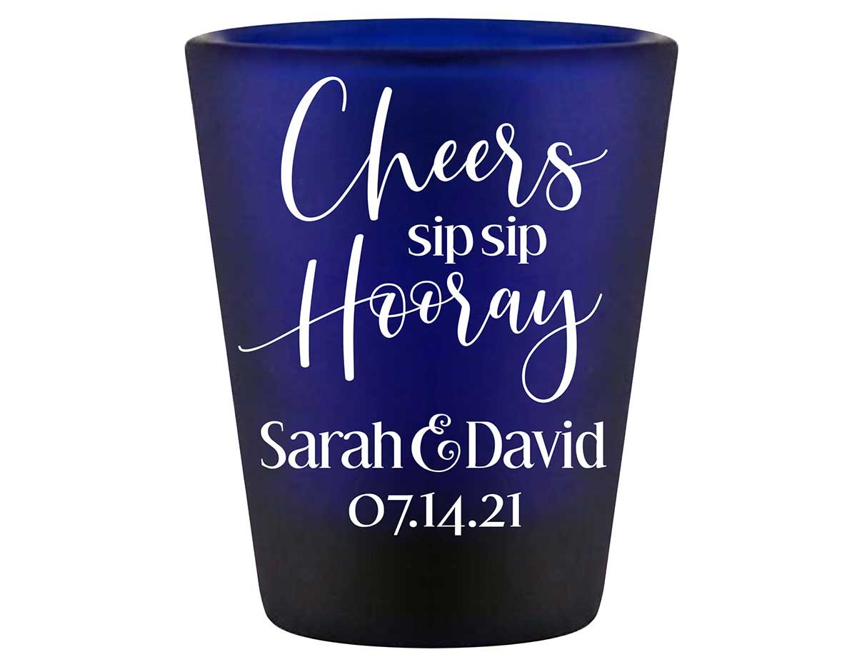 Sip Sip Hooray 2A Standard 1.5oz Blue Shot Glasses Personalized Wedding Gifts for Guests