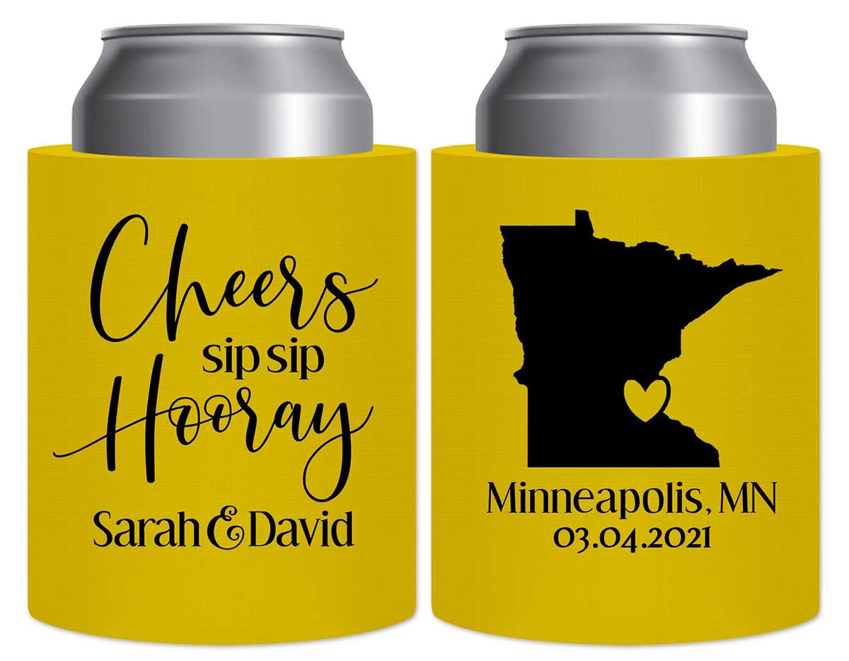 Sip Sip Hooray 2B Any Map Thick Foam Can Koozies Destination Wedding Gifts for Guests