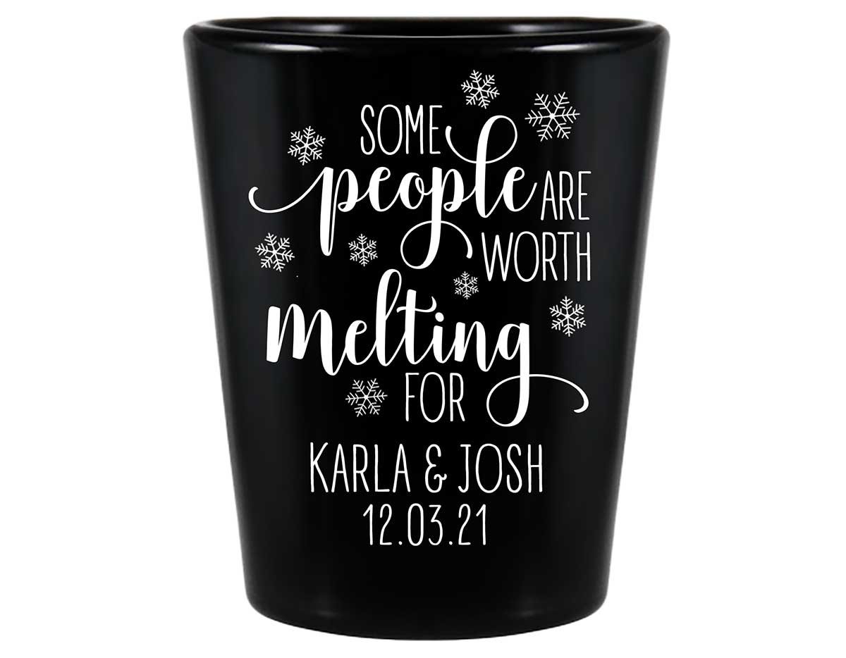 Some People Are Worth Melting For 1A Standard 1.5oz Black Shot Glasses Winter Wedding Gifts for Guests
