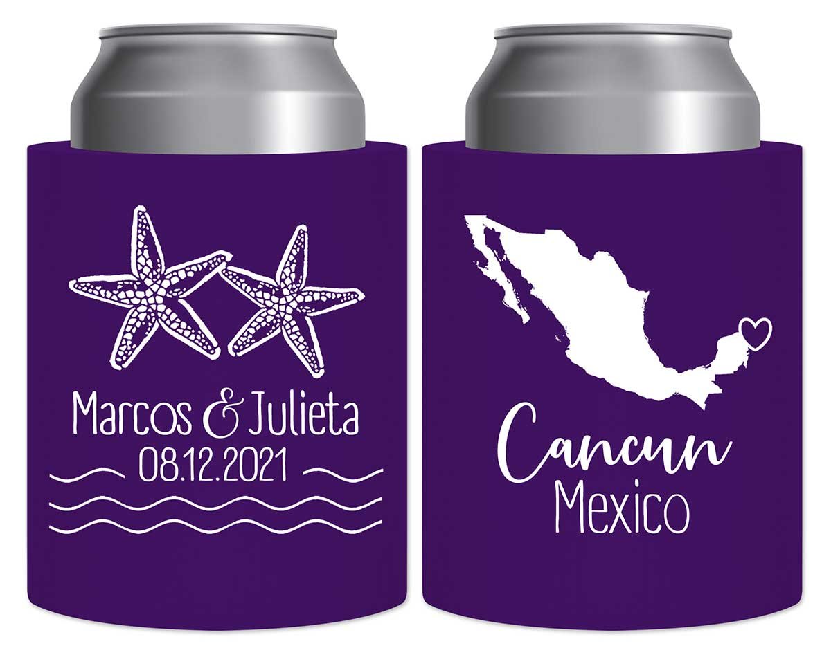 Starfish 2B Any Map Thick Foam Can Koozies Beach Wedding Gifts for Guests
