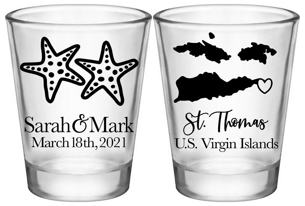 Starfish 3B2 Any Map Standard 1.75oz Clear Shot Glasses Beach Wedding Gifts for Guests