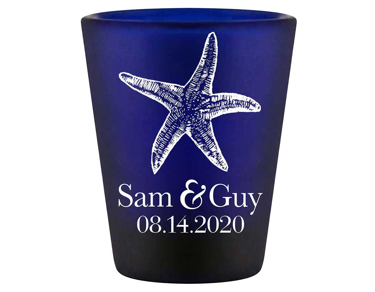 Starfish 4A Standard 1.5oz Blue Shot Glasses Beach Wedding Gifts for Guests