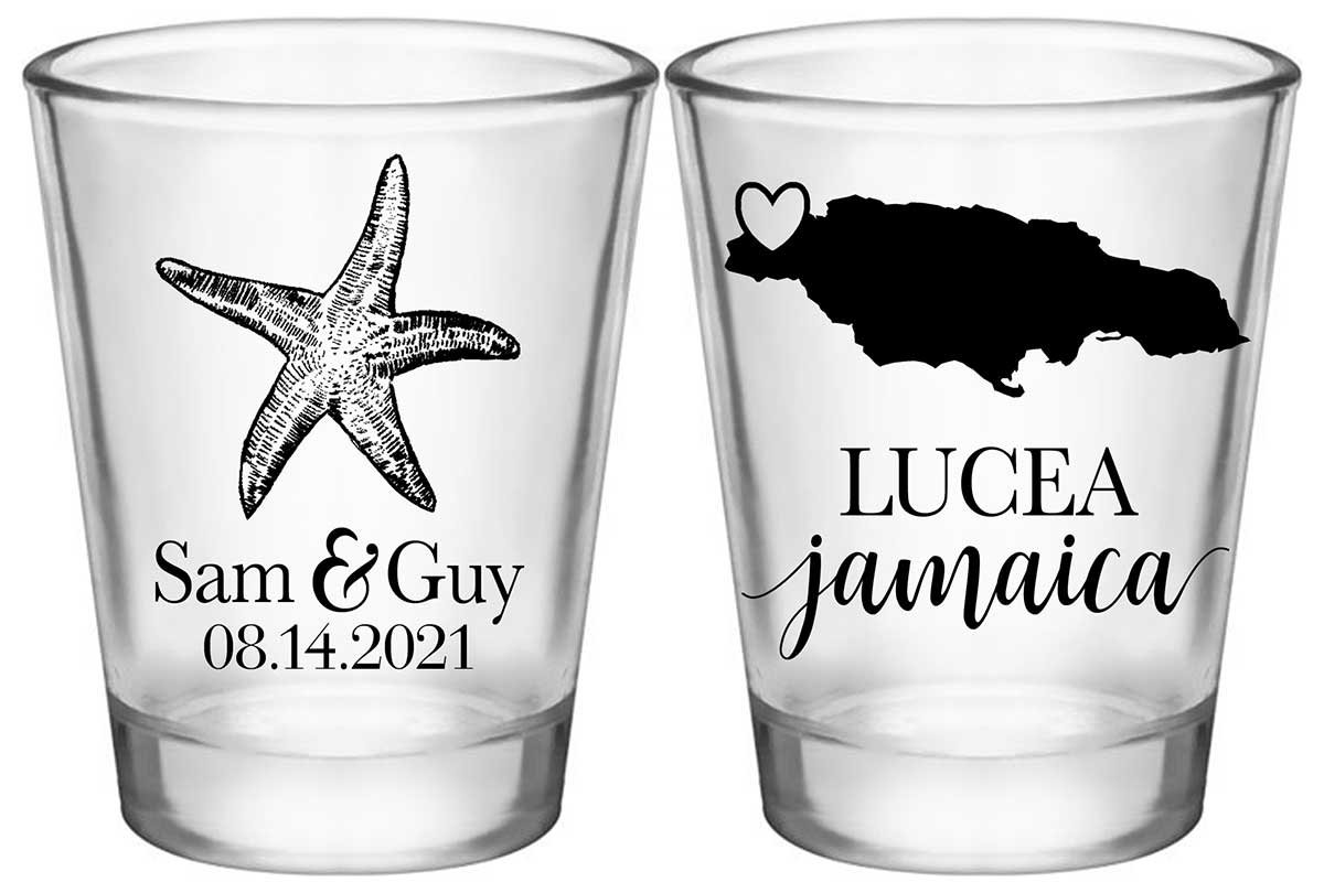 Starfish 4A2 Any Map Standard 1.75oz Clear Shot Glasses Beach Wedding Gifts for Guests