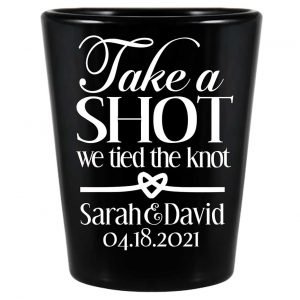 Take A Shot We Tied The Knot 1A Standard 1.5oz Black Shot Glasses Rustic Wedding Gifts for Guests