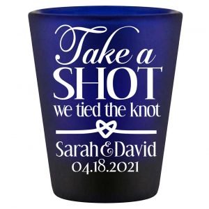 Take A Shot We Tied The Knot 1A Standard 1.5oz Blue Shot Glasses Rustic Wedding Gifts for Guests